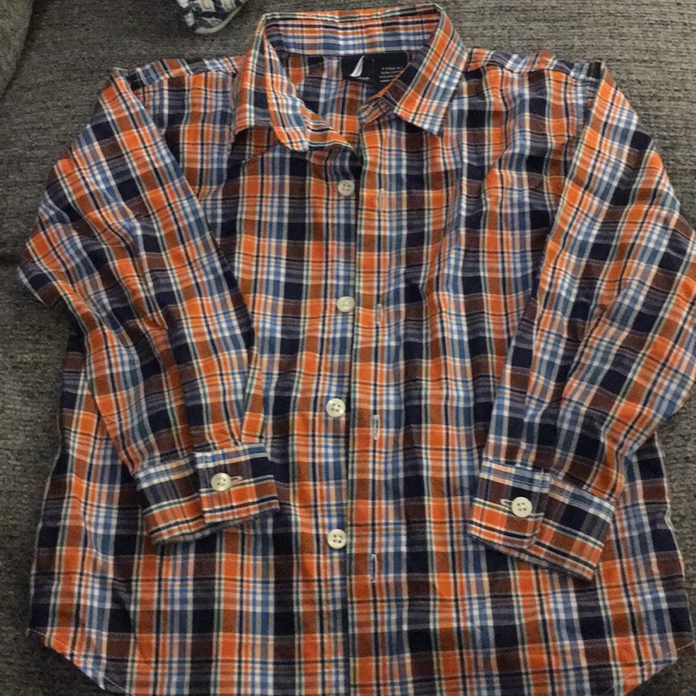 Orange and Blue Nautica kids button up (4T)